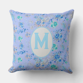 Vintag Blue Floral Monogram Kissen