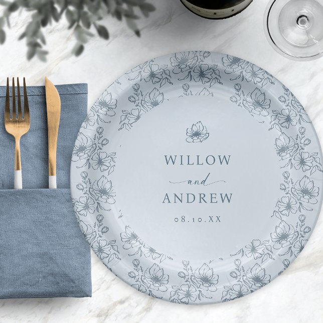 Vintag Blue Floral Pappteller (Vintage Blue Floral Paper Plates
)