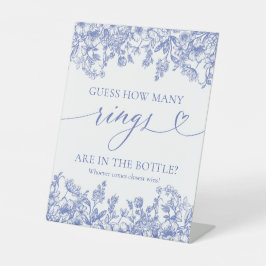 Vintag Blue Floral rät, wie viele Rings Game Sign Sockelschild