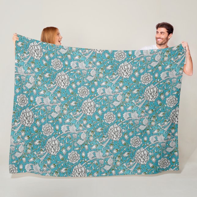 Vintag Blue Floral Silver Foliage Blume Fleecedecke (Beispiel)