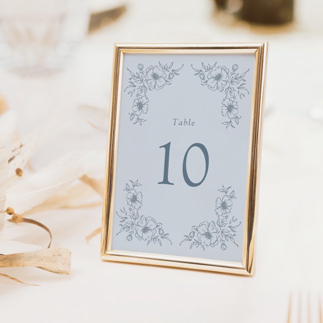 Vintag Blue Floral Tischnummer (Vintage Blue Floral Table Number
)
