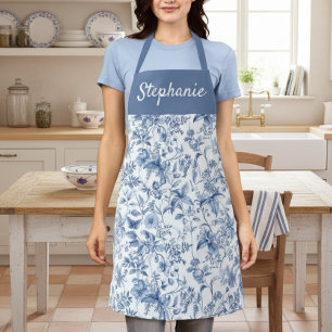 Vintag Blue Floral Toile Schürze