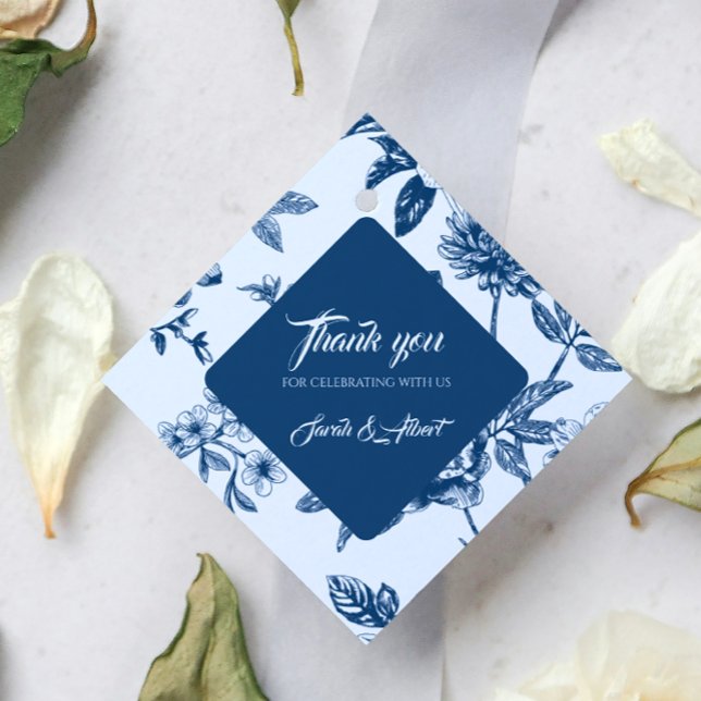 Vintag Blue Floral Toile Vielen Dank Geschenkanhänger (Von Creator hochgeladen)