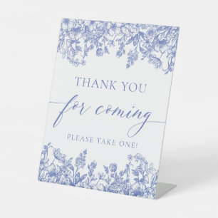 Vintag Blue Floral Vielen Dank für Ihre Teilnahme  Sockelschild