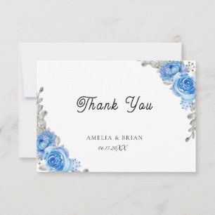 Vintag Blue Floral Wedding Dankeschön Card Dankeskarte