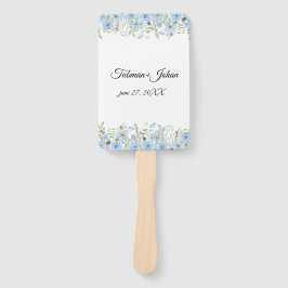 Vintag Blue Floral Wedding Program Hand Fan Fächer