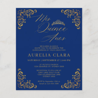 VINTAG Blue Gold Mis Quince Quinceañera