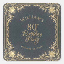 Vintag Blue Gold Script Elegant zum 80. Geburtstag