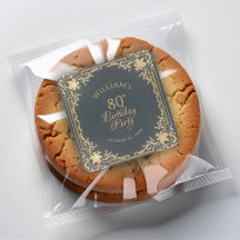 Vintag Blue Gold Script Elegant zum 80. Geburtstag
