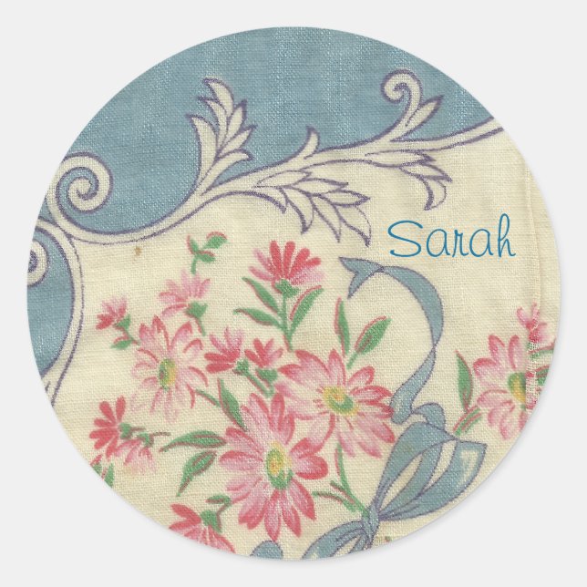Vintag Blue Hanky Stickers (Vorderseite)