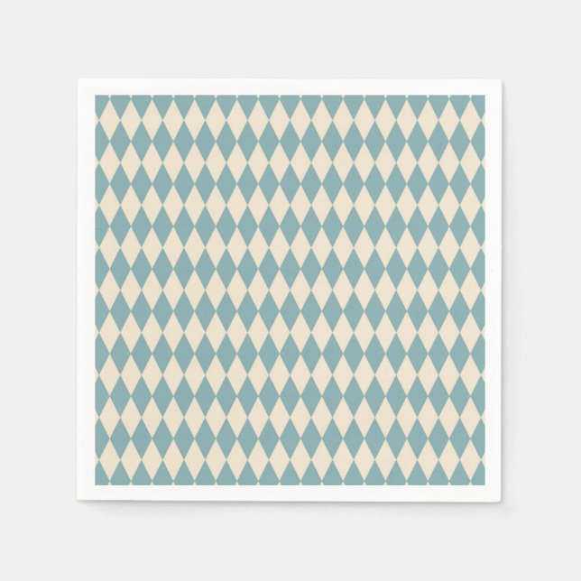Vintag Blue Harlequin Serviette (Vorderseite)