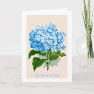 Vintag Blue Hydrangea Bluben Denken Sie an Sie Karte