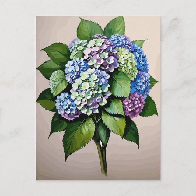 Vintag Blue Hydrangea Blume Postkarte (Vorderseite)