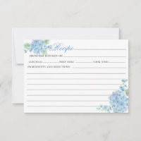 Vintag Blue Hydrangea Flower Garden Rezept Card