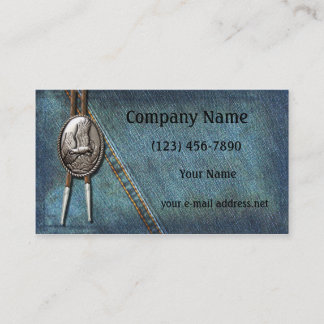 Vintag Blue Jeans Silver Bolo Visitenkarte