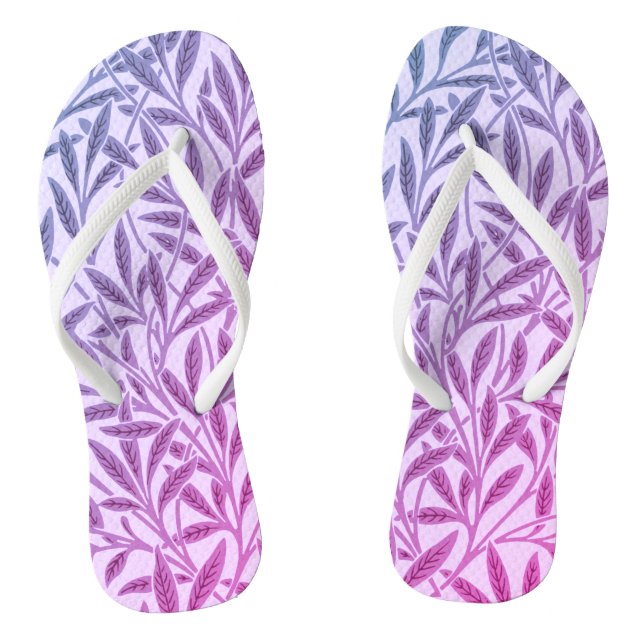 Vintag Blue Lila Willow Blätter Botanical Flip Flops (Fußbett)