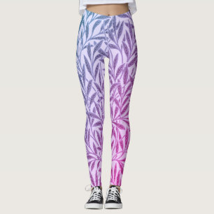 Vintag Blue Lila Willow Blätter Botanical Leggings