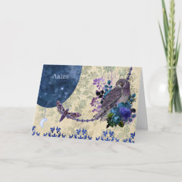 Vintag Blue Lila Zodiac Aries Geburtstag Karte