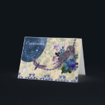 Vintag Blue Lila Zodiac Capricorn Geburtstag Karte<br><div class="desc">Vintage Collage mit einer Eule und Motte zusammen mit der Capricornus zodiac Konstellation.</div>
