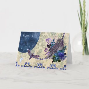 Vintag Blue Lila Zodiac Taurus Geburtstag Karte