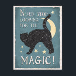 Vintag Blue Magic Black Cat Stars Moon Postkarte<br><div class="desc">Beängstigende und Vintage Art Black Cat Poster Grafik. Die Katze ist voll von Sternen und dahinter ist ein leuchtender Halbmond.</div>