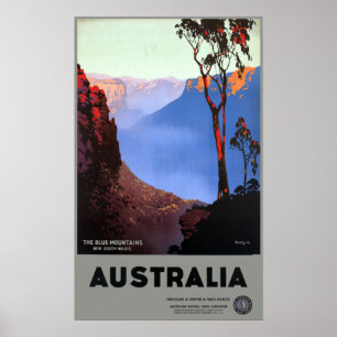 Vintag Blue Mountains Australia Reisen Poster