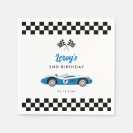 Vintag Blue Race Car Boy 2. Geburtstag Party Serviette