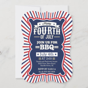 Vintag Blue Red Stripe 4. Juli Party Einladung