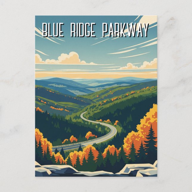 Vintag Blue Ridge Parkway Souvenir Postkarte (Vorderseite)