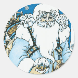 Vintag Blue Santa Aufkleber