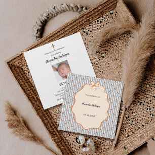 Vintag Blue Stripes Orangefarbenes Foto Taufe