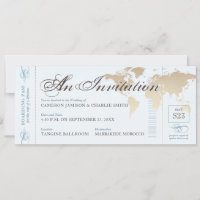 Vintag Blue Tan Zielort Boarding Pass Invita