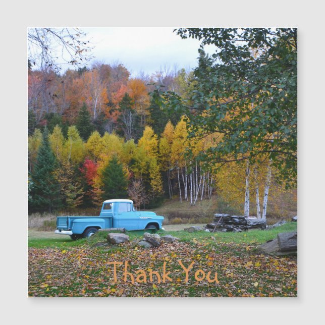 Vintag Blue Truck Vielen Dank Magnetkarte (Vorderseite)