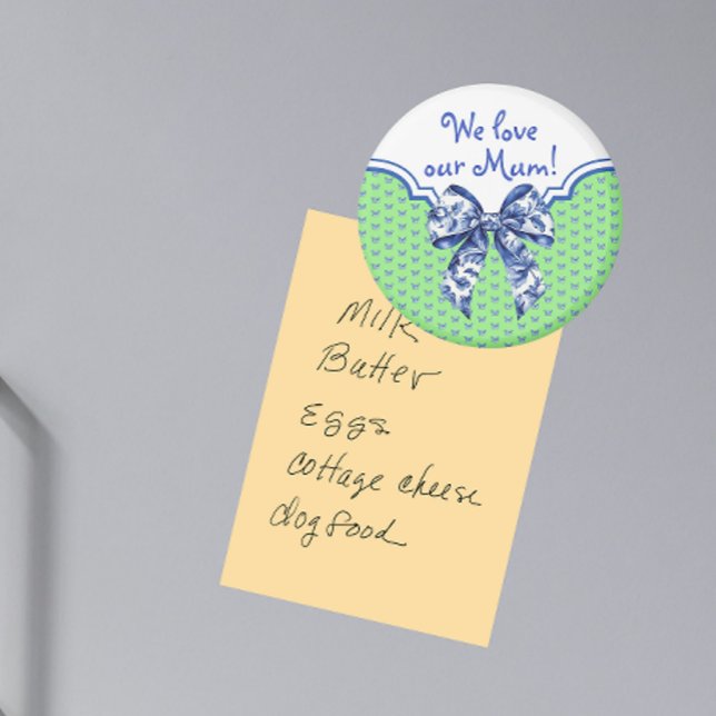 Vintag Blue White Butterfly Bow Personalisiert Mag Magnet (Personalize this magnet for someone special!)