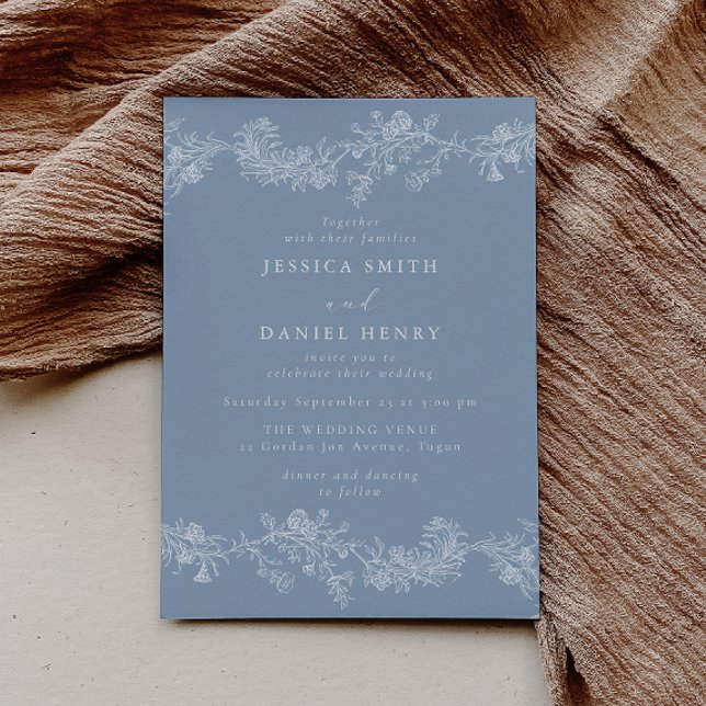 Vintag Blue White Chinoiserie Blumenzehen Einladung (Von Creator hochgeladen)