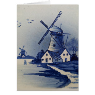 Vintag Blue White Delft Windmill