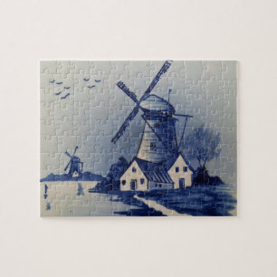Vintag Blue White Delft Windmill