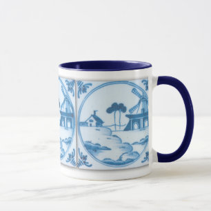 Vintag Blue White Delft Windmill Kaffee Tasse