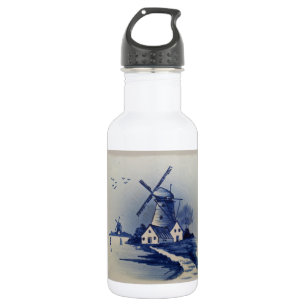 Vintag Blue White Delft Windmill Trinkflasche