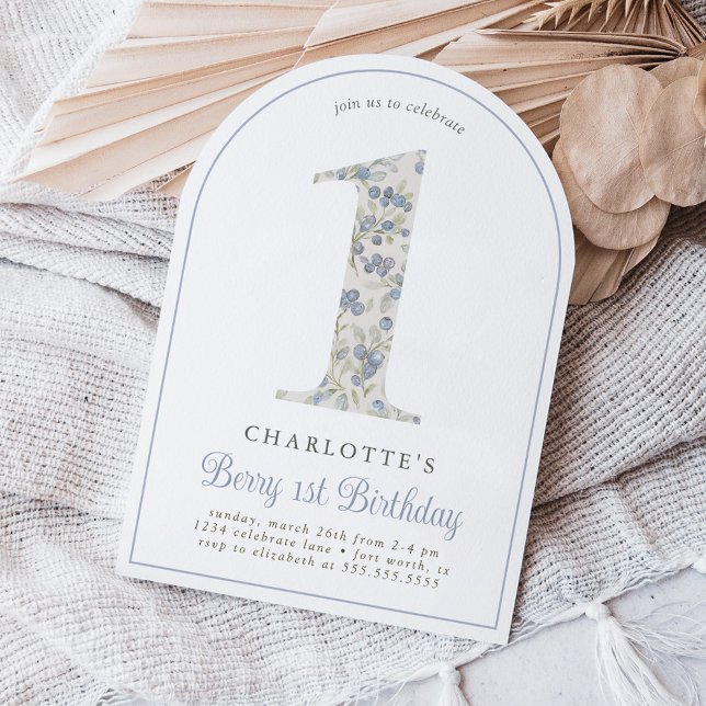 Vintag Blueberry Berry First Birthday Arch Einladung (Von Creator hochgeladen)