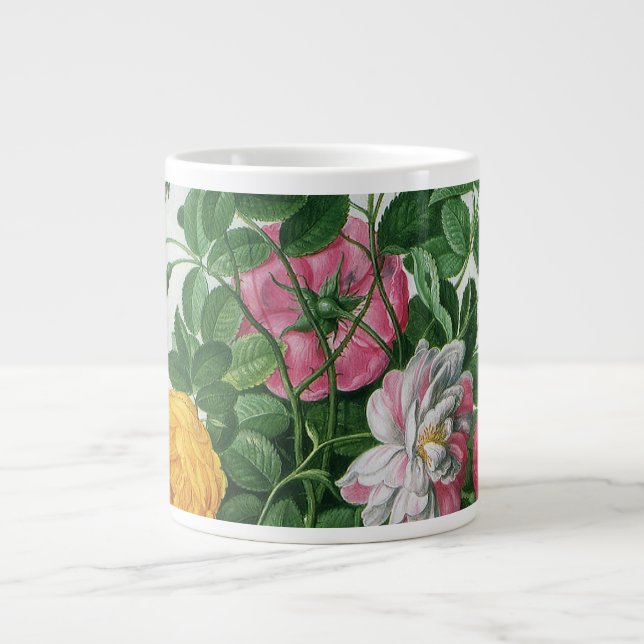 Vintag blühende Blume, Frühjahrsgärten-Rose Jumbo-Tasse (Vorderseite)