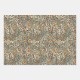 Vintag, blumengeschmückt, sanfte Farben, Wildblume Geschenkpapier Set