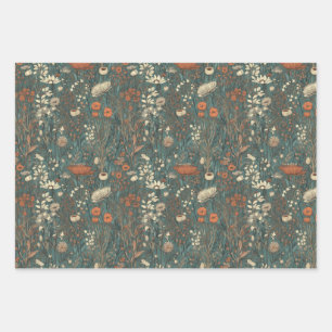 Vintag, blumengeschmückt, sanfte Farben, Wildblume Geschenkpapier Set