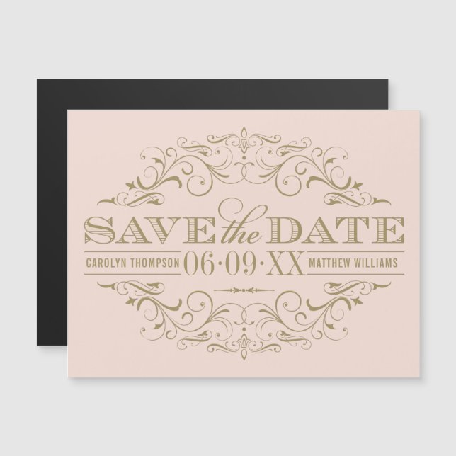 Vintag Blush Antique Geblüht Save the Date Magnetkarte (Vorne/Hinten)