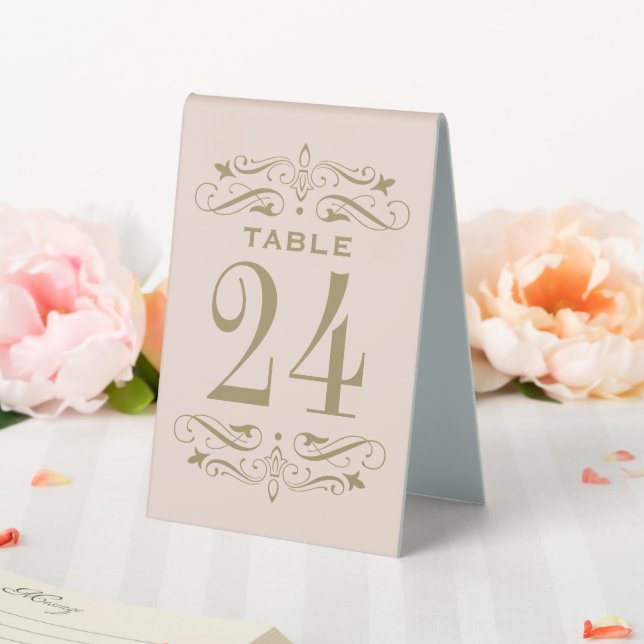 Vintag Blush Antique Geblüht Tischnummer Tischaufsteller (In Situ (Hochzeit))