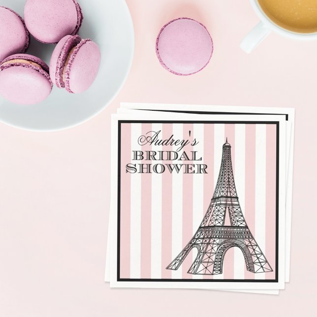 Vintag Blush Eiffel Tower Paris Brautparty Serviette (Von Creator hochgeladen)