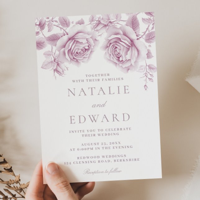 Vintag Blush & Mauve Rose Wunderbare Hochzeit Einladung (Von Creator hochgeladen)