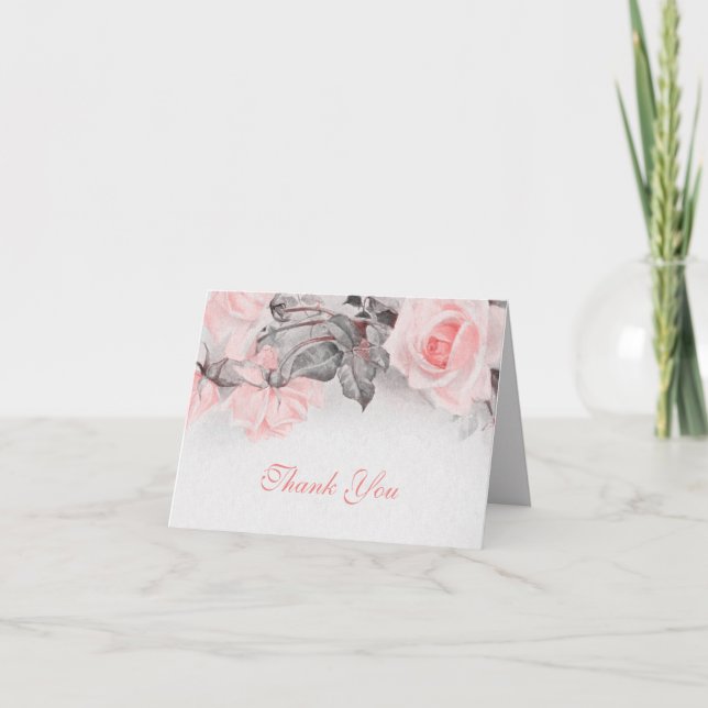Vintag Blush Pink Rose Hochzeit Danke Karte (Vorderseite)