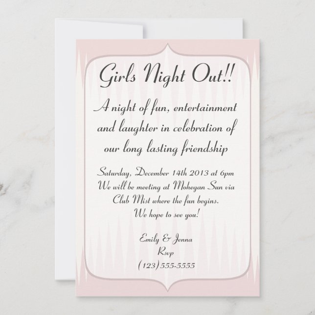 Vintag Blush Pink Spikes Girls Nacht Einladung (Vorderseite)