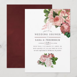 Vintag Blush und Burgund Polterabend Einladung